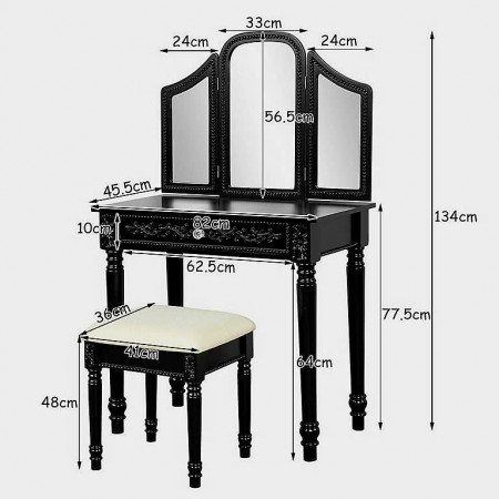 BL421B - Just Home : Bộ Bàn Trang Điểm - Màu Đen